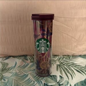 New Starbucks Fall 2020 Purple Blue Roses Acrylic Tumbler 16oz